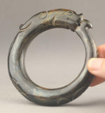 Chinese Jade Hand Carved Dragon Bangle Bracelet