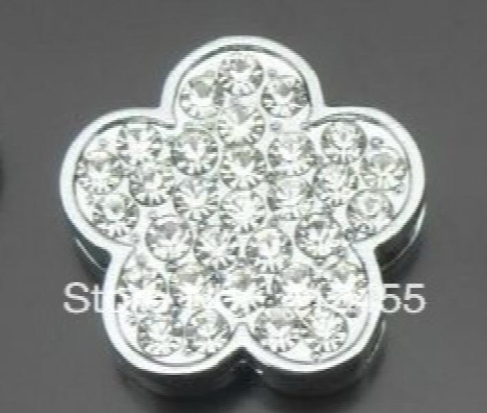 20pcs 18mm Rhinestones Flower Slide Charm for DIY Pet Collar Wristband