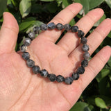 Natural Larvikite Bracelet Faceted Beads Crystal Quartz Healing Stone