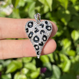 CZ Pave Heart Charm Leopard Print Pendant Jewelry