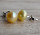 AA Yellow Pearl Earring High Luster Silver Stud Bridesmaid Gift