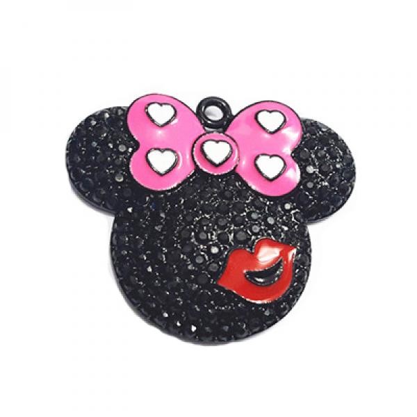10pcs/lot Minnie Red Lip Rhinestone Pendants