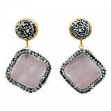 Square Gem Stone Earrings Vintage Wedding Party Jewelry