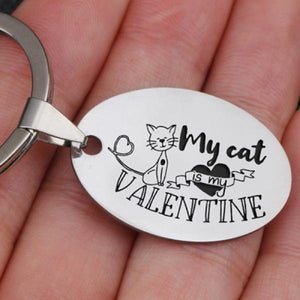 Cat Mom Keychain, My Cat is my Valentine