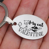 Cat Mom Keychain, My Cat is my Valentine