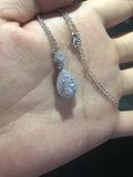 Water Drop Necklace 925 Silver 2CT Diamond Pendant Chain