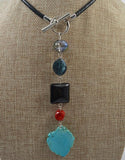 Multicolor Gemstone Pendant Necklace 10-30mm Agate Turquoise Crystal Coral
