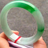 Natural Burmese Jade Light Green Two-Color Bracelet - 54-64mm