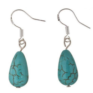 Turquoise Earrings S925 Sterling Silver Hook Classic Lady Gift