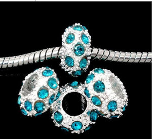 100pcs Silver Plated Rhinestone Spacers Beads 10x6mm