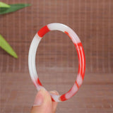 Natural Chicken Blood Jade Two-tone Bangle Princess Jewelry Gift