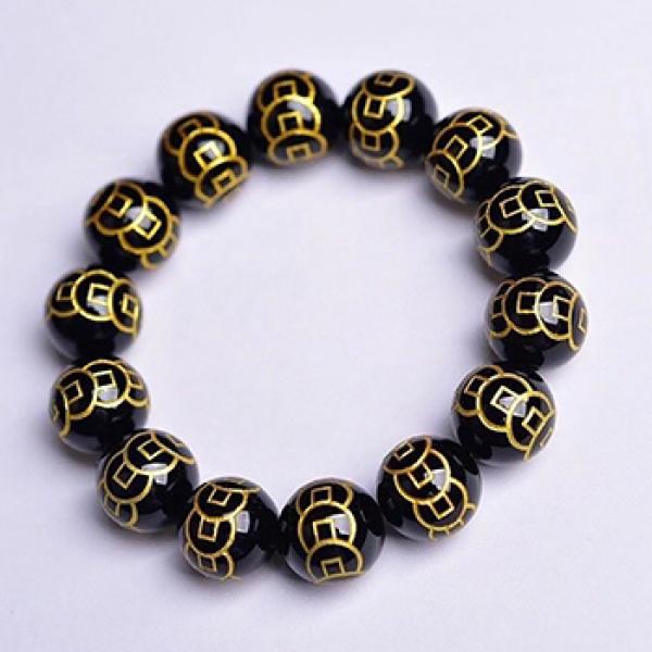 16mm Red Beads Crystal Bracelet Engraving Coins for Women Men