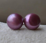 7mm Amaranth Freshwater Pearl Stud Earrings 925 Silver Fine Jewelry