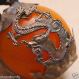 Orange Gem Ball Lion Dragon Phoenix Statue Decoration Bronze