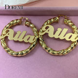 DOREMI 55mm Sexy Name Earrings Customizable Number Logo Customize Earrings Hoops