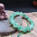 Natural Burmese Jade Two-tone Round Bead Bracelet for Men and Women