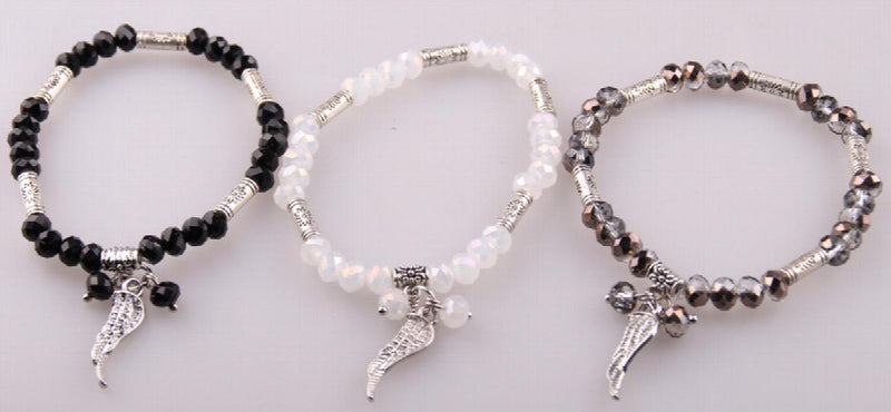 Crystal Glass Beads Bracelet with Alloy Swing Charm