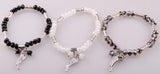 Crystal Glass Beads Bracelet with Alloy Swing Charm