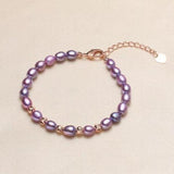 Pink Gray Freshwater Pearl Bracelet 5-6mm Fine Jewelry Lady Girl Gift