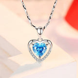 925 Silver Heart Necklace Eternal Love Pendant Choker