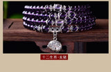 Purple Crystal Zodiac Bracelets Year Beads for Men Women