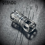 2pcs Stainless Steel Crown Tube Beads DIY Men Leather Cord Bracelet
