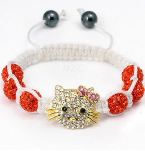Orange Beads Pink Bangles Crystal Bracelet Fashion Women Jewelry