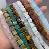 10mm Cube Natural Stone Space Beads DIY Jewelry Tiger Opal Quarzt
