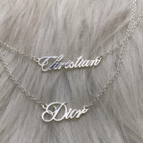Double Name Pendant Necklace Personalized 18K Plated Choker Necklace