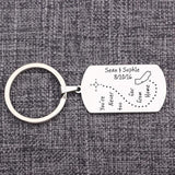 Personalized Name Date Keychain Distance Love Key Holder Engrave