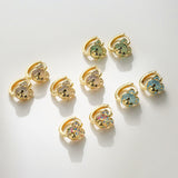 Cartoon Zircon Bear Hoop Earrings Silver Animal Circle Wedding Jewelry