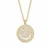 925 Silver Smile CZ Eye Pendant Necklace Lumiea Jewelry Men Thick Long Chain
