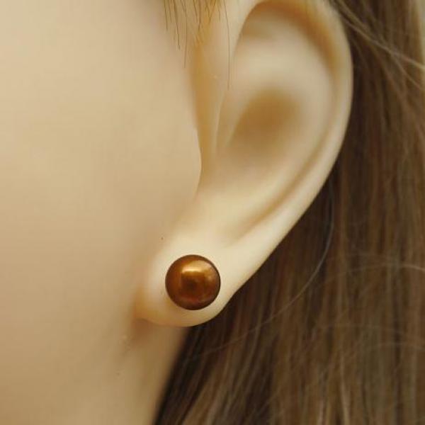11mm Brown Freshwater Pearl Earring S925 Sterling Silver Party Jewelry