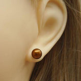 11mm Brown Freshwater Pearl Earring S925 Sterling Silver Party Jewelry