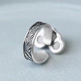 S925 Silver Hetian Jade Ring Ethnic Style Open Mouth Ring
