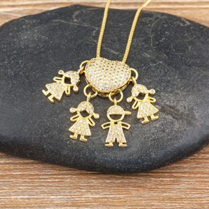 Hot Boys and Girls Zircon Pendant Necklaces, Family Mother's Gift