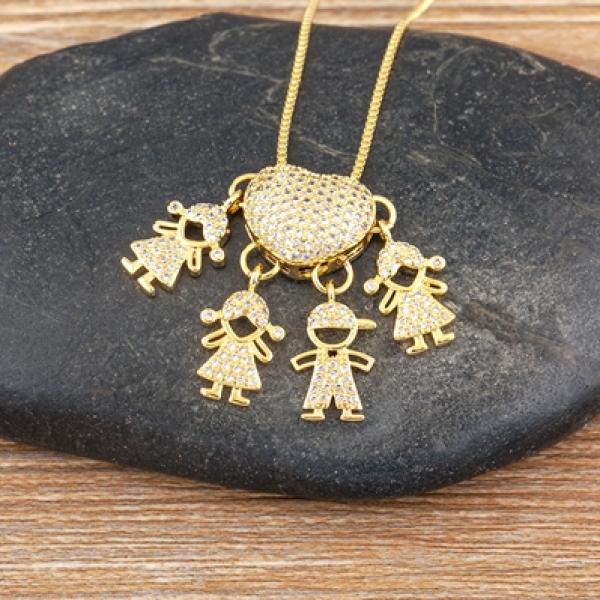 Hot Boys and Girls Zircon Pendant Necklaces, Family Mother's Gift