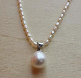 Baby Girl's Pearl Necklace, Freshwater Pearl Jewelry, Rice Pendant