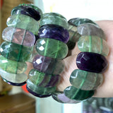 Natural Fluorite Stone Beads Bracelet Gemstone Bangle Fine Jewelry