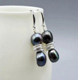 Baroque Pearl Dangle Earrings Natural Freshwater Silver Ring Accessory