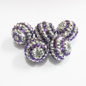 20mm 100pcs Silver Striped Resin Rhinestone Ball Beads For DIY