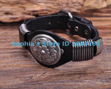 Vintage Floral Studded Men's Leather Bracelet Cuff