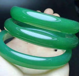 Green Jadeite Bracelet Charm Round Bangle for Women Men