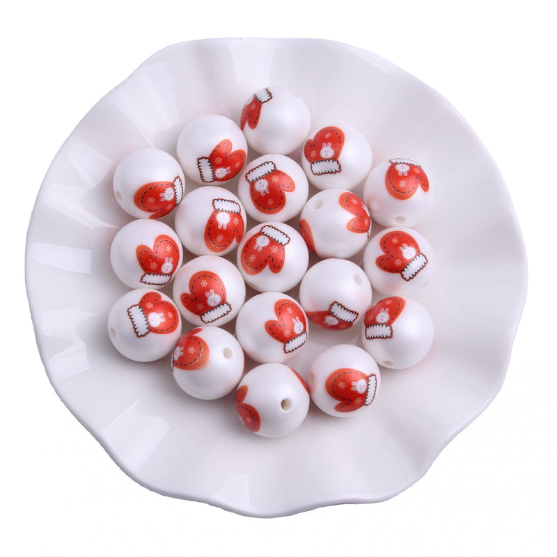 Christmas Gloves Acrylic Pearl Large Beads for Jewelry Making