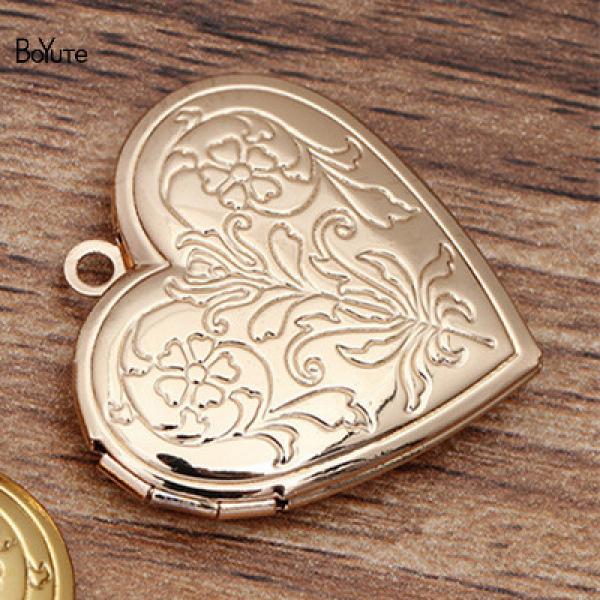 BoYuTe 20MM Metal Brass Heart Floating Locket Pendant Charms - Lot of 10