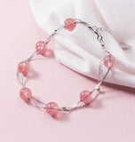 Strawberry Crystal Bracelets 7mm Beads 925 Silver