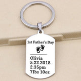 Personalized Dad Gift Baby Stats Keychain