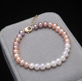 Freshwater Pearl Bracelet Strong Light Nearly Round Beads Adjustable