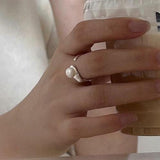 925 Silver Pearl Opening Ring for Women