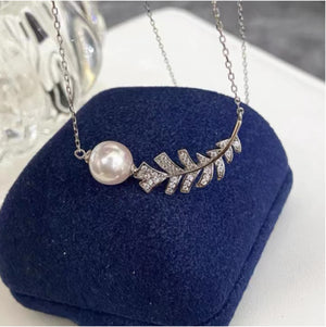 Feather Pearl Necklace Female Clavicle Chain Diamonds Necklace
